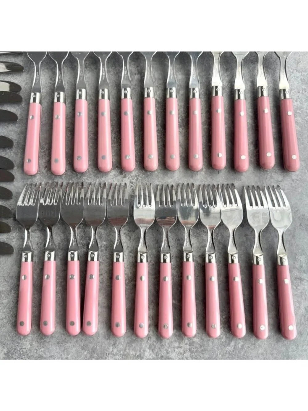 Carnival Stainless Flatware Korea Pink Handle Service For 12 Set Of 60 Pieces